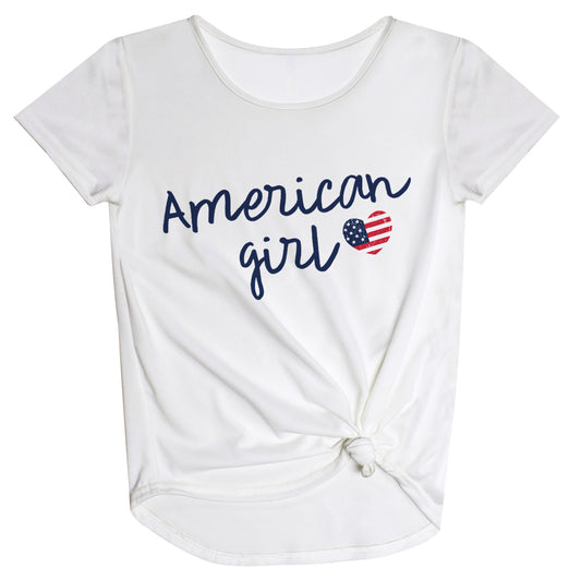 American Girl Heart White Knot Top