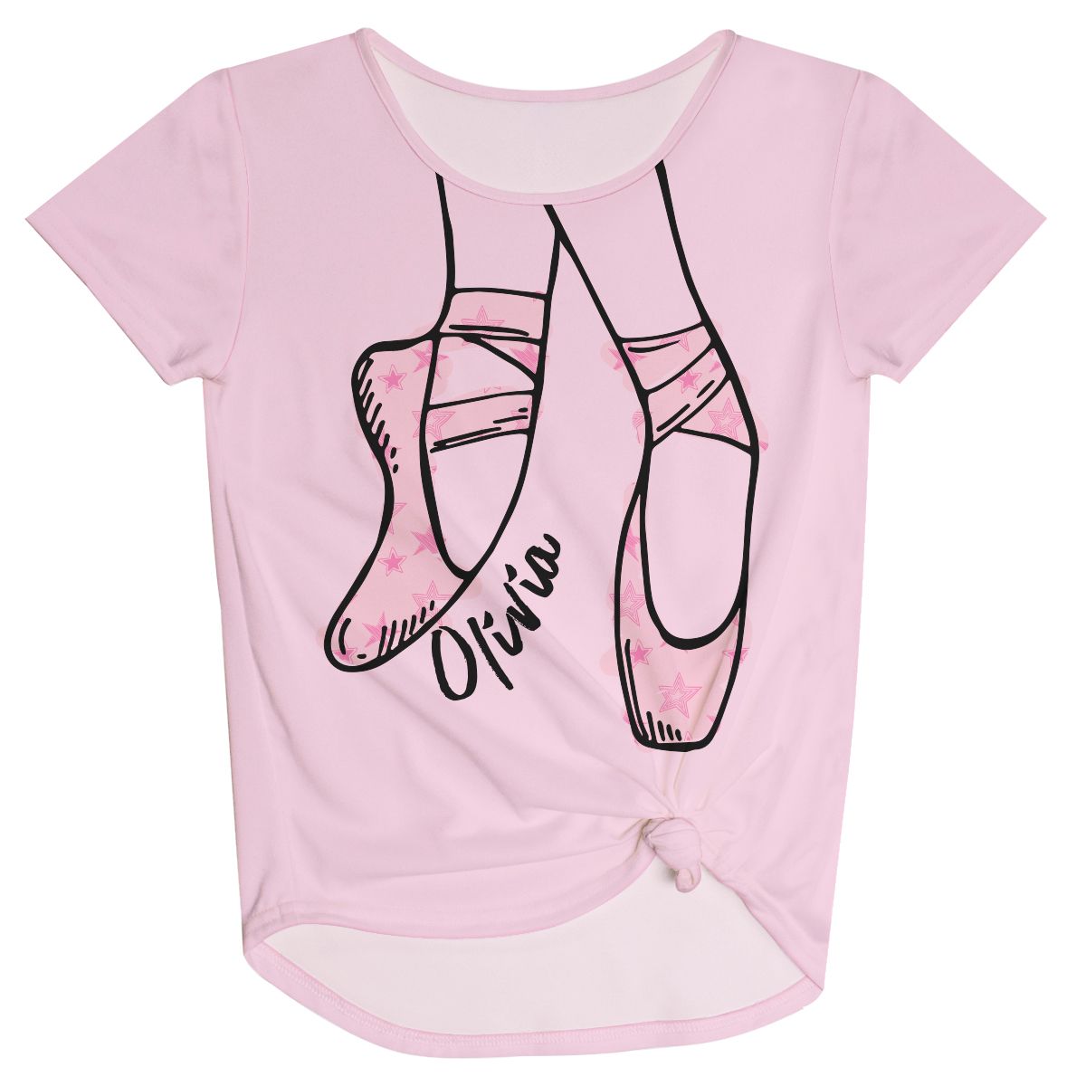Ballet Slippers Personalized Name Pink Knot Top