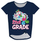 Cute Unicorn Personalized Your Grade Navy Knot Top