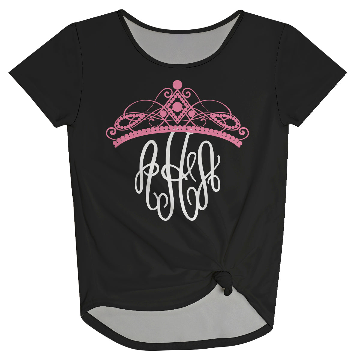 Crown and Personalized  Monogram Black Knot Top - Wimziy&Co.