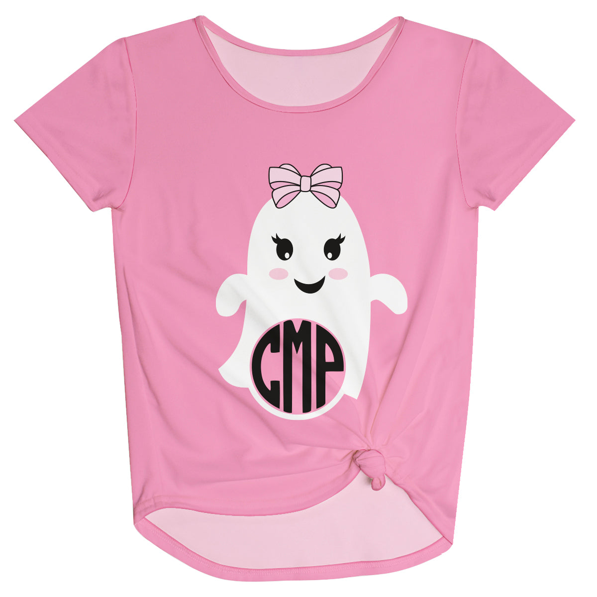 Ghost Personalized Monogram Pink Knot Top