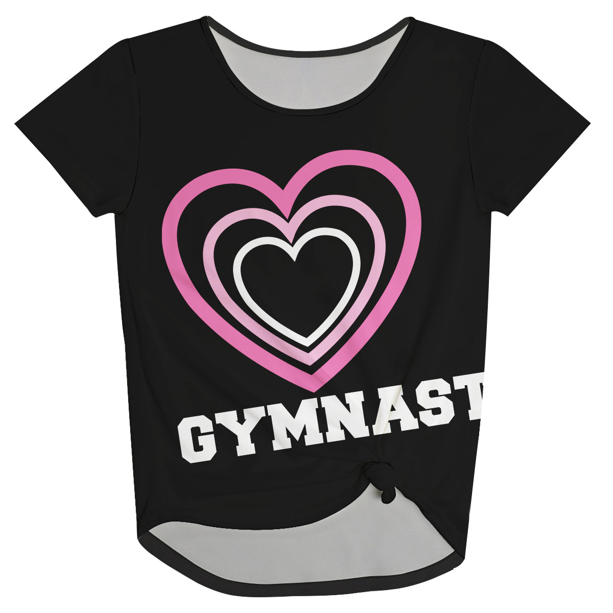 Gymnast Heart Personalized Initial Name Black Knot Top - Wimziy&Co.