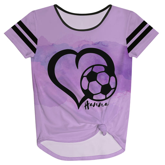 Heart and Soccer Name Purple  Knot Top - Wimziy&Co.