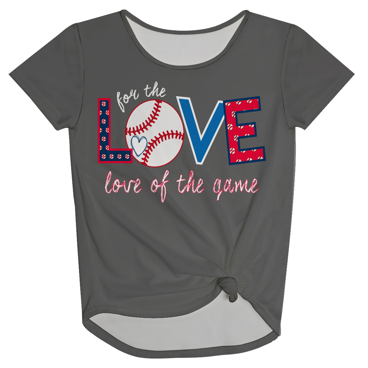 Love Of the Game Gray Knot Top
