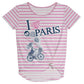 I Love PARIS Pink and White Stripes  Knot Top