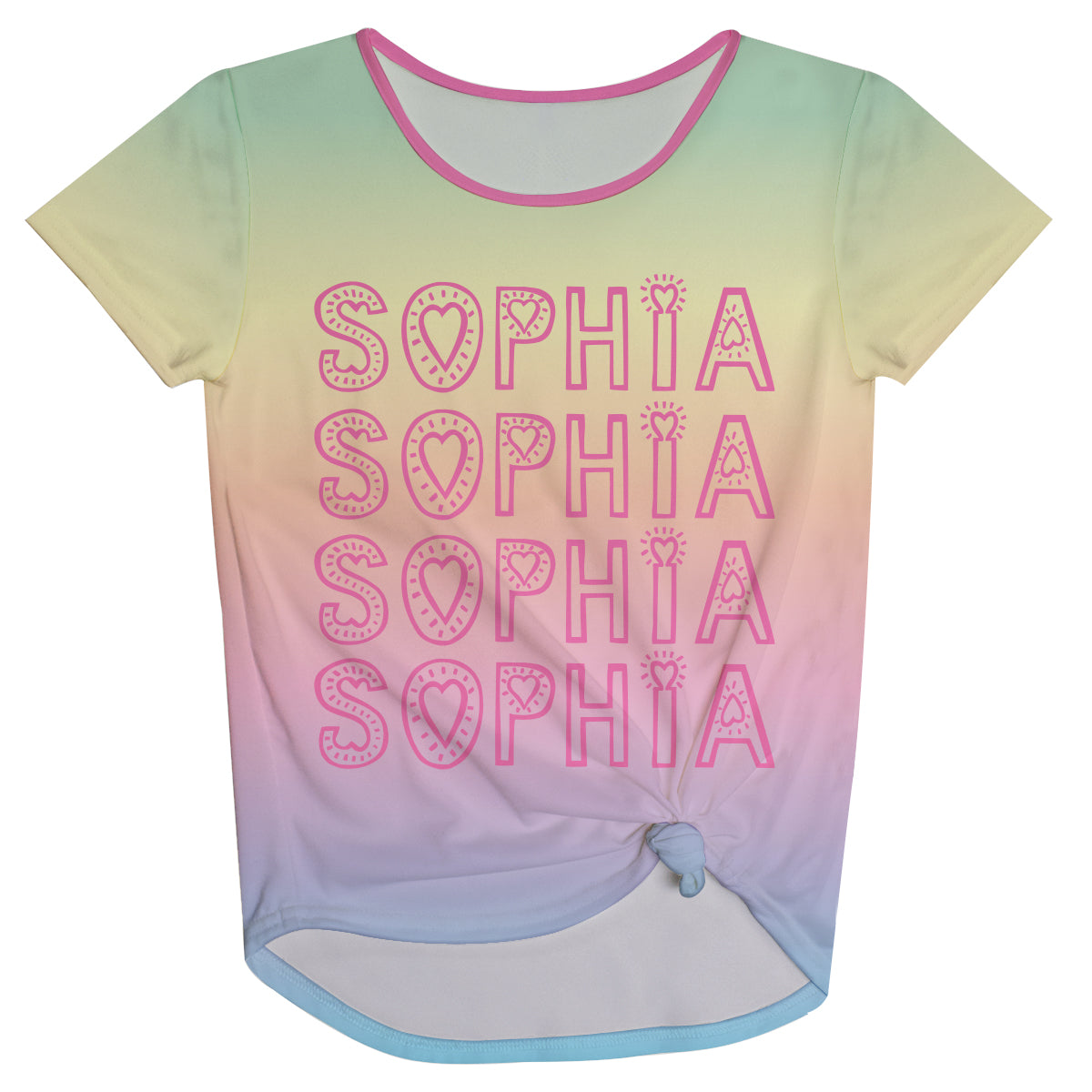 Personalized Name Rainbow Colors Knot Top