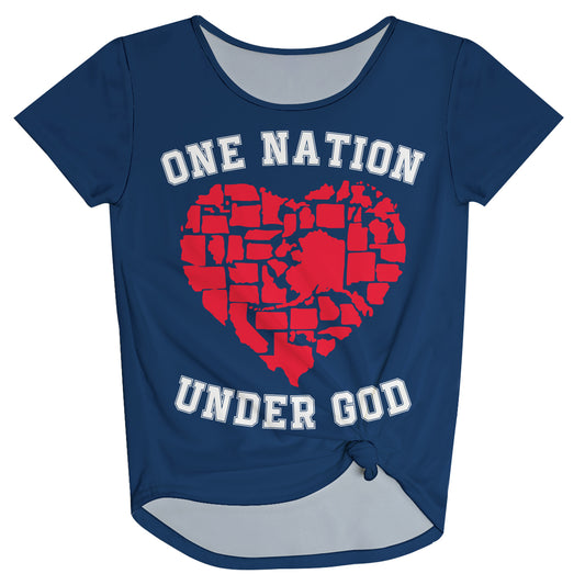 One Nation Under God Navy Knot Top