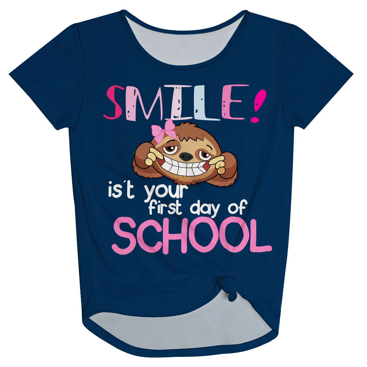 Smile Is´t Your First Day Of School Navy Knot Top