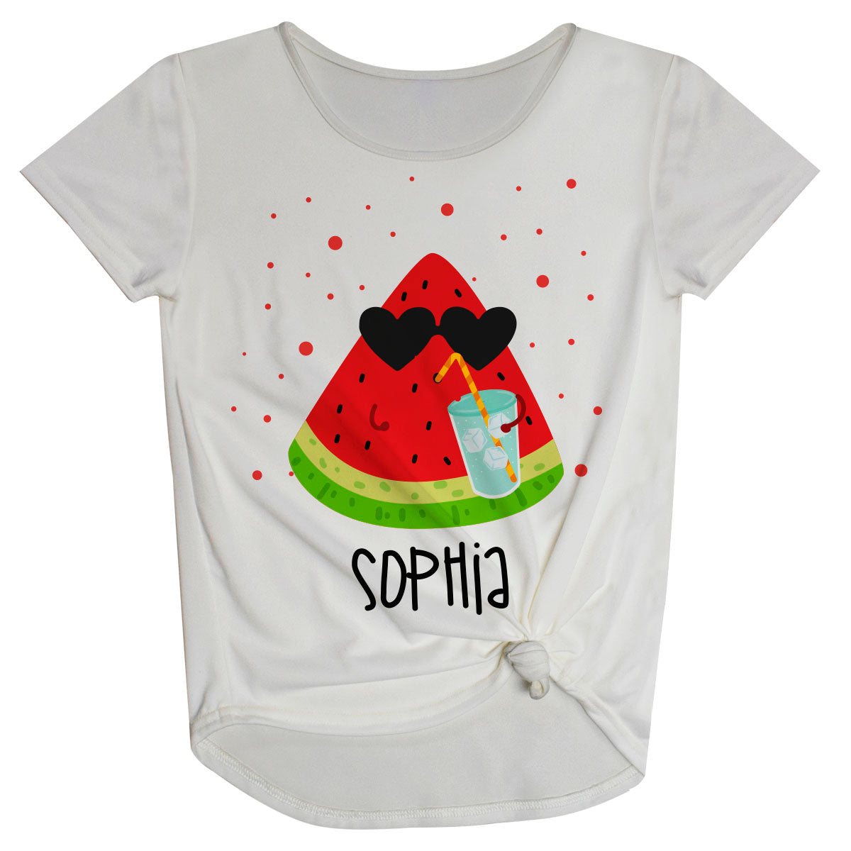 Watermelon Personalized Name White Knot Top