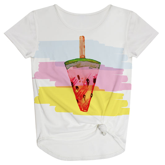 Watermelon Popsicle White Knot Top