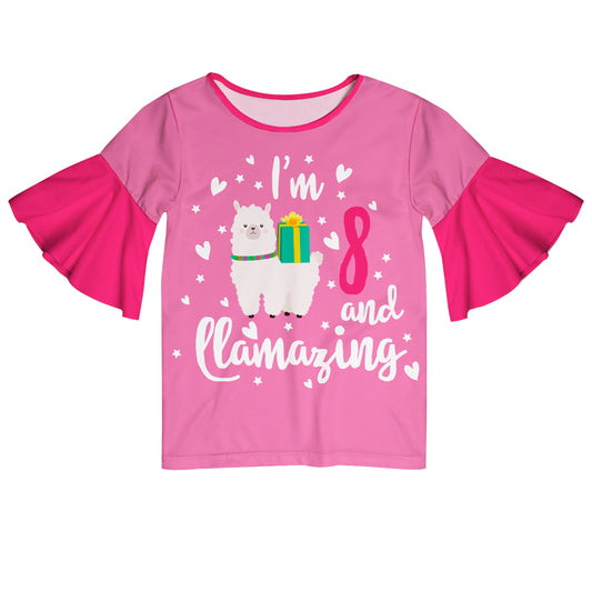 I Am Your Age and Llamazing Pink Short Sleeve Ruffle Top - Wimziy&Co.