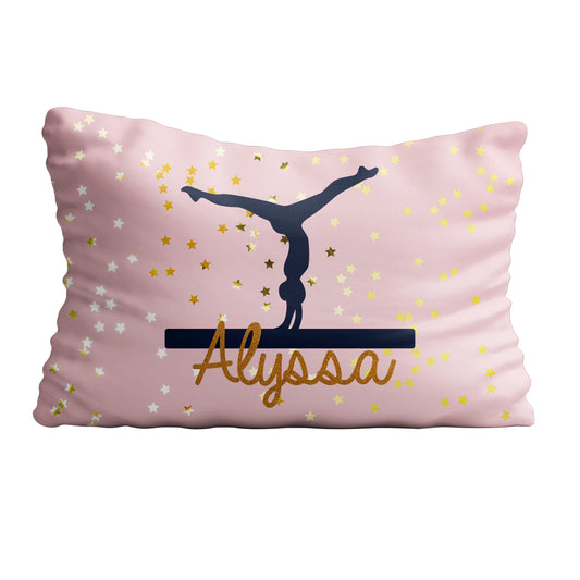 Gymnast Silhouette Name Light Pink Pillow Case