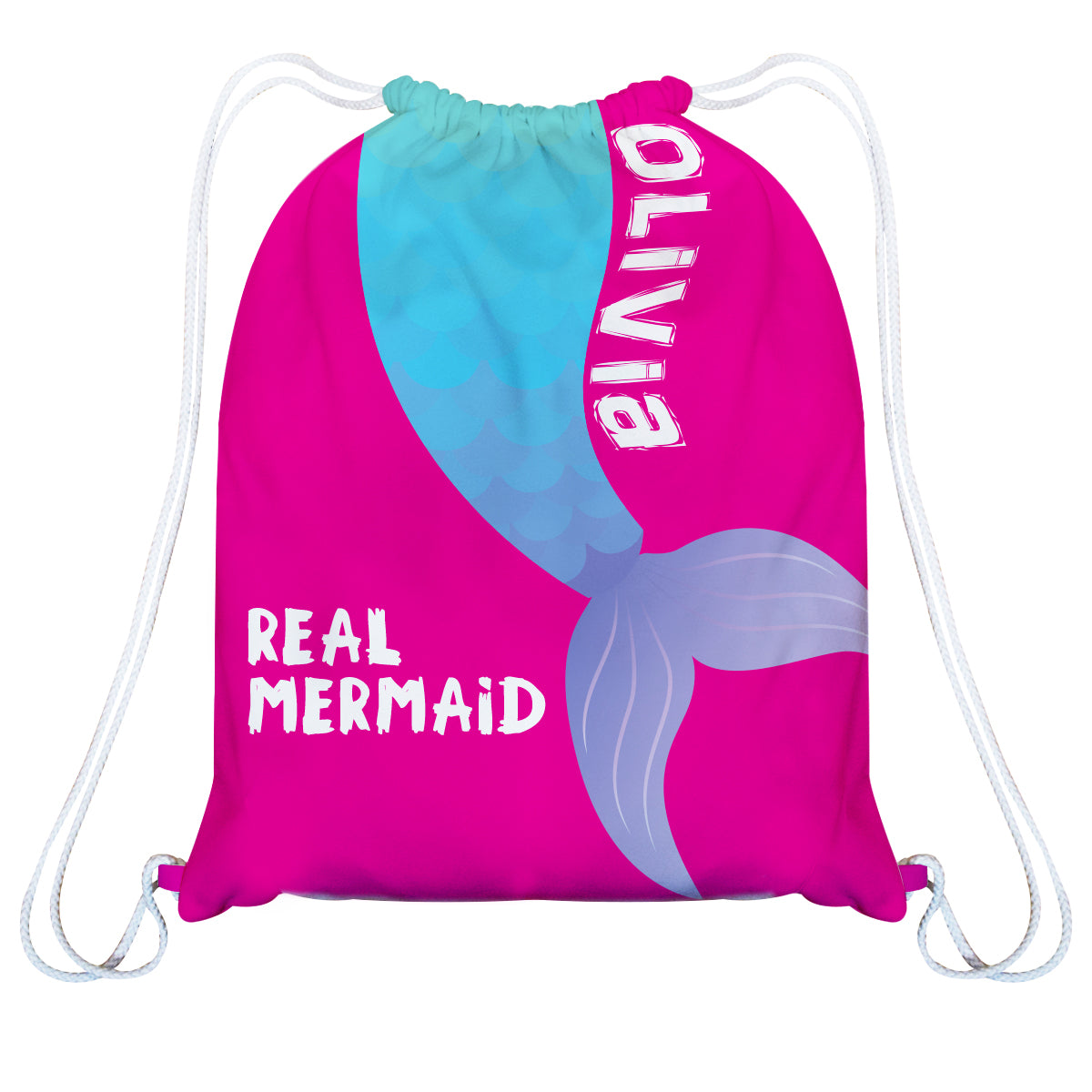 Mermaid Personalized Name Hot Pink Beach Bag 14 x 19