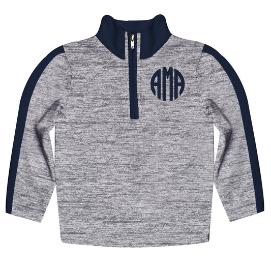 Personalized Monogram Stripes Navy and Gray Weight 1/4 Zip Pullover