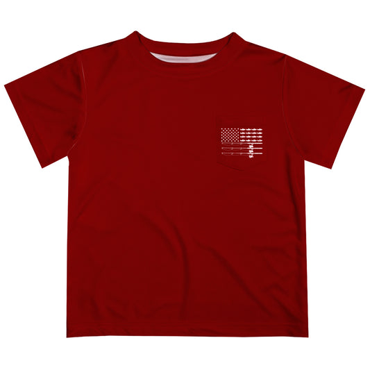 Fishing Red Short Sleeve Tee Shirt With Pocket