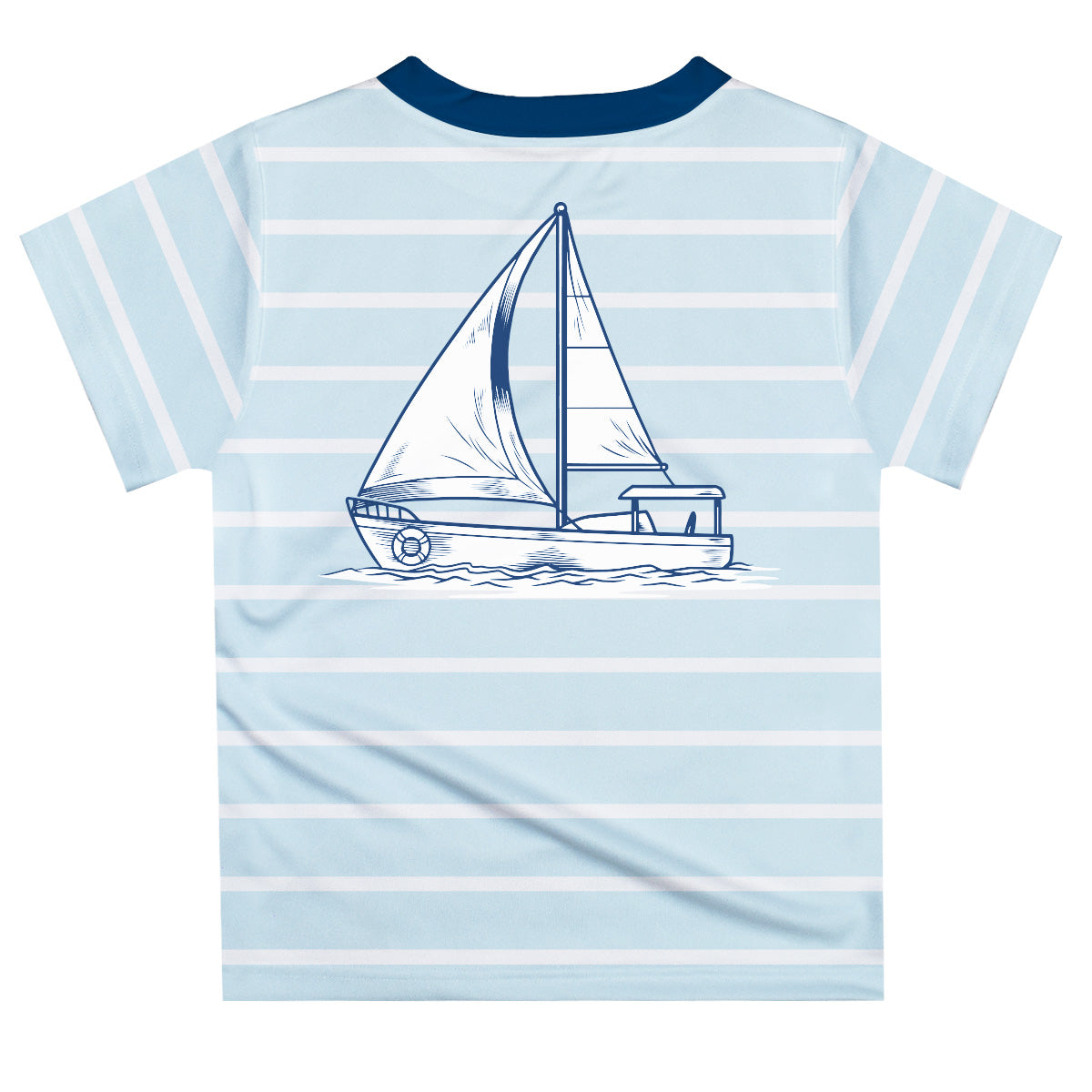 Nautical Sailboat Light Blue Short Sleeve Tee Shirt