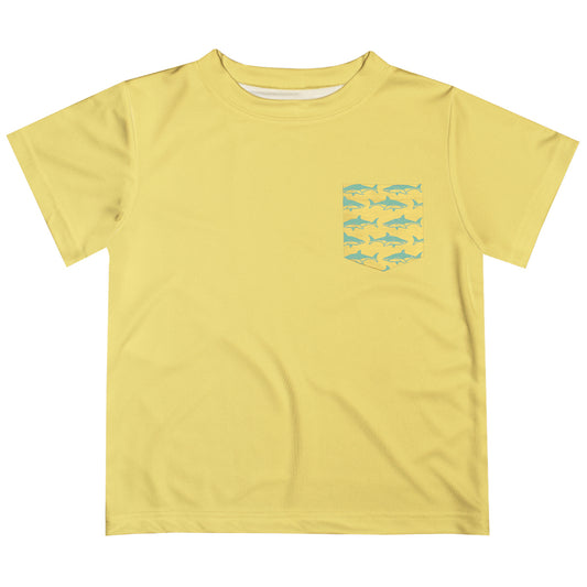 Shark Yellow Short Sleeve Tee Shirt With Pocket - Wimziy&Co.