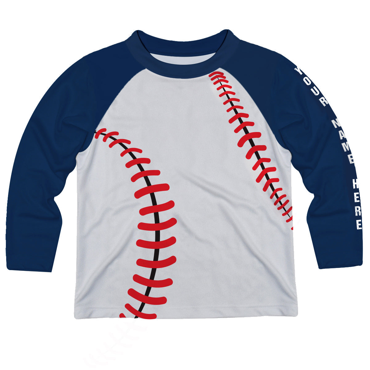 Baseball Name White and Navy Raglan Long Sleeve Tee Shirt - Wimziy&Co.