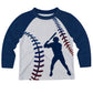 Baseball Player Personalized Name White and Navy Raglan Long Sleeve Tee Shirt - Wimziy&Co.