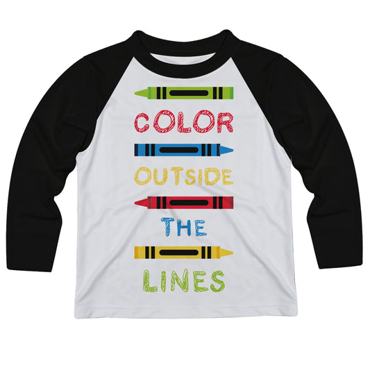 Color Outside The Lines White and Black Raglan Long Sleeve Tee Shirt