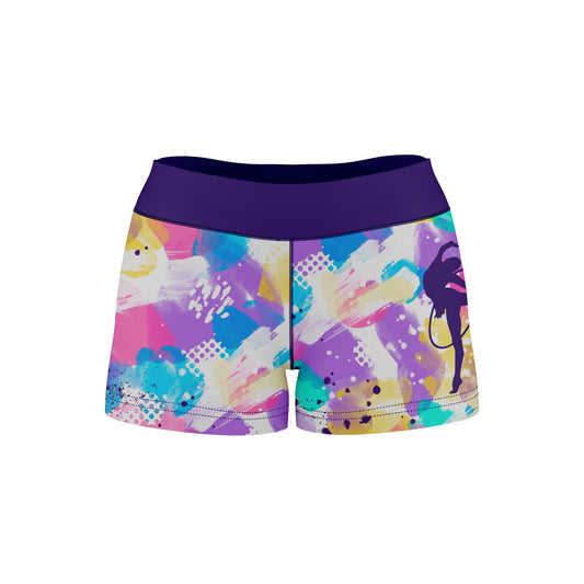 Gymnast Personalized Name Purple Yellow and Blue Shorties