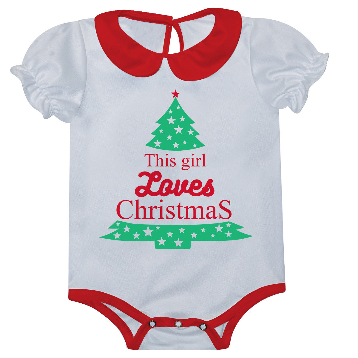Girls white and red christmas tree onesie - Wimziy&Co.