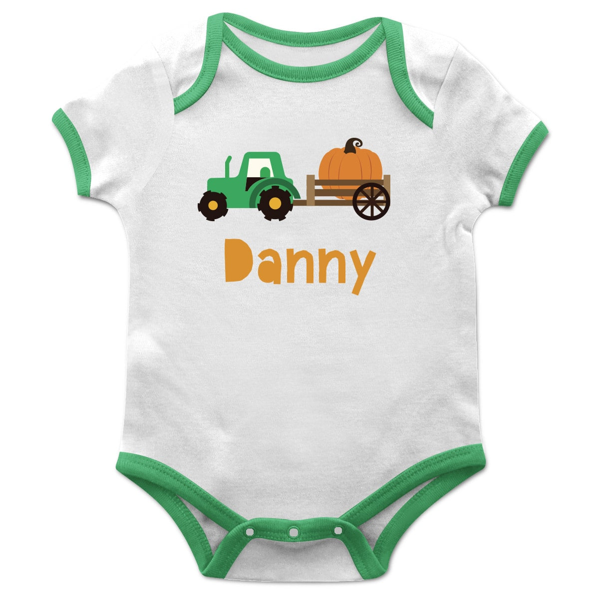 Boys white and green pumpkins onesie with name - Wimziy&Co.