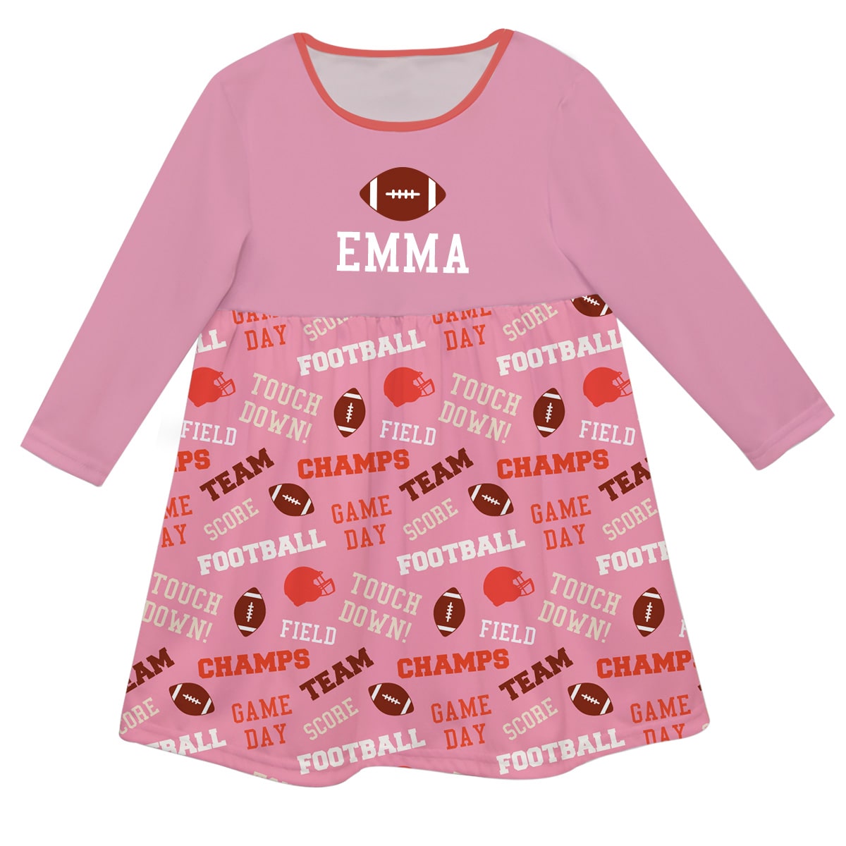 Girls pink football dress with name - Wimziy&Co.