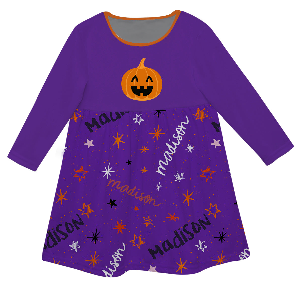 Girls purple jack o lantern dress with name - Wimziy&Co.