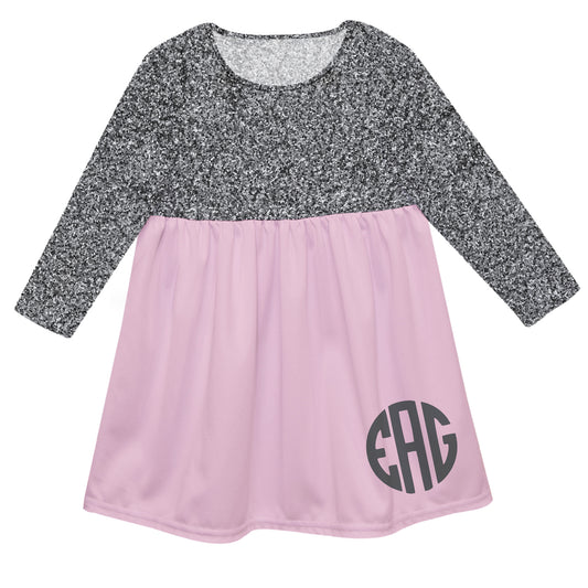 Girls pink and gray glitter dress with monogram - Wimziy&Co.