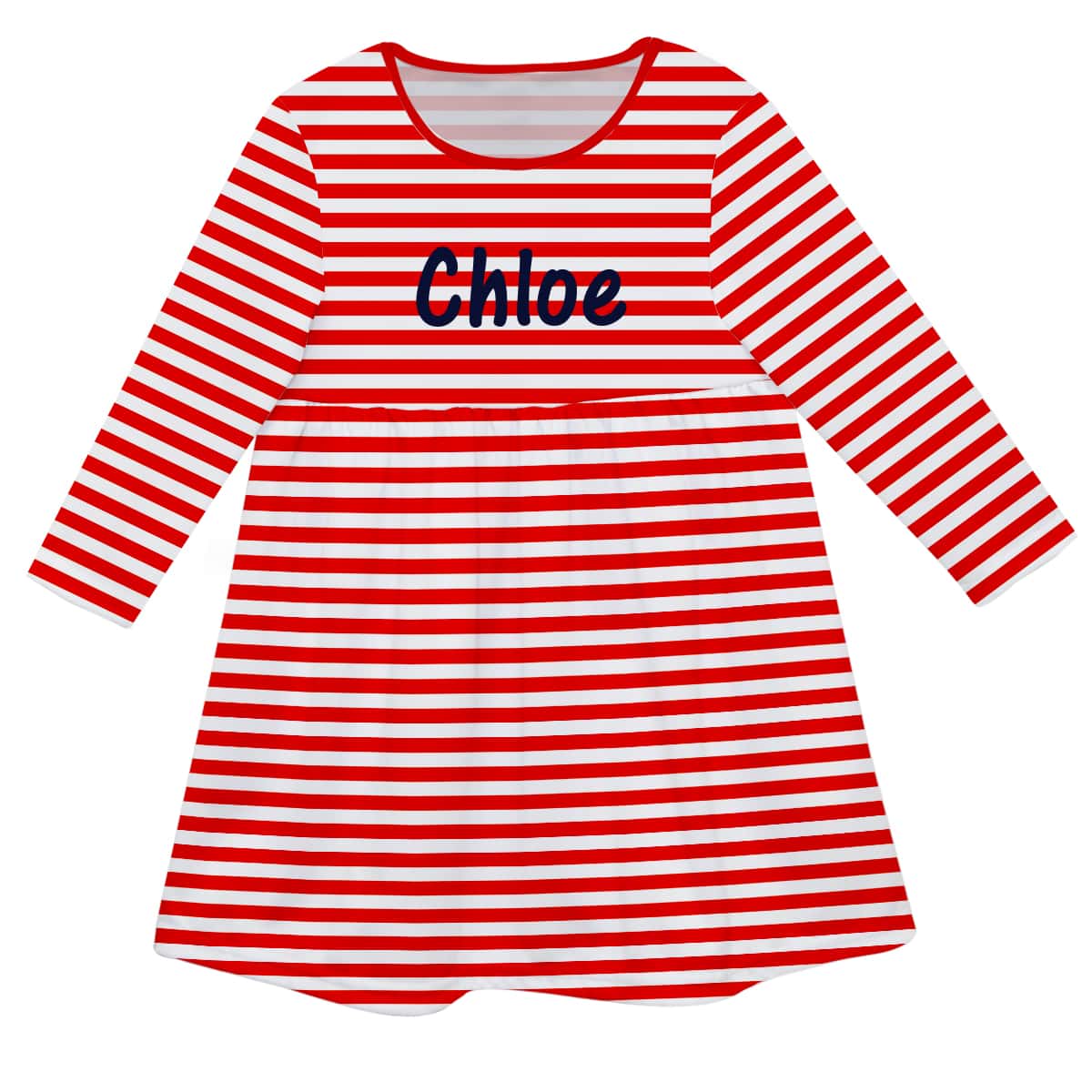 Girls red and white candy canes dress with name - Wimziy&Co.