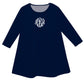 Girls navy and white dress with monogram - Wimziy&Co.