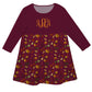 Girls burgundy leaves dress with monogram - Wimziy&Co.
