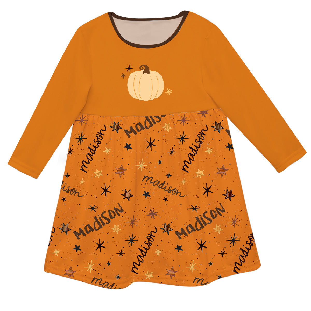 Girls orange turkey dress with name - Wimziy&Co.