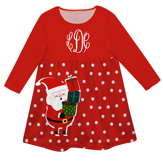 Girls red and white santa dress with monogram - Wimziy&Co.