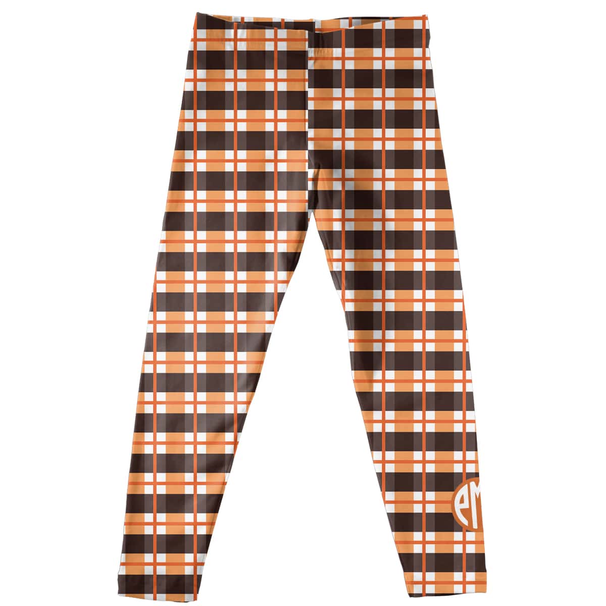 Girls brown and orange leggings with monogram - Wimziy&Co.