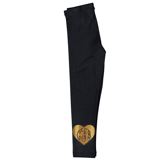 Girls black and yellow leggings with monogram - Wimziy&Co.