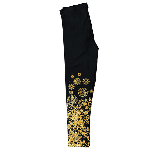 Girls black and yellow snowflakes leggings - Wimziy&Co.