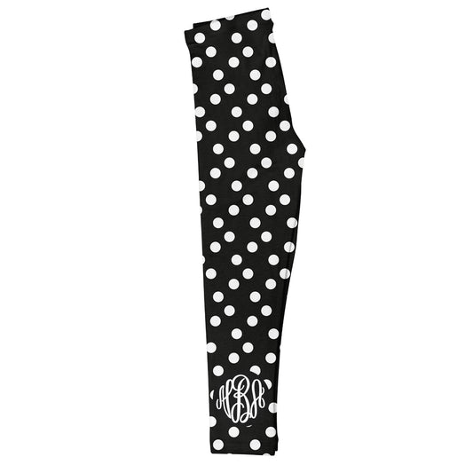 Girls black and white polka dots leggings with monogram - Wimziy&Co.