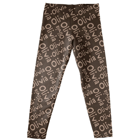 Girls brown  leggings with name - Wimziy&Co.