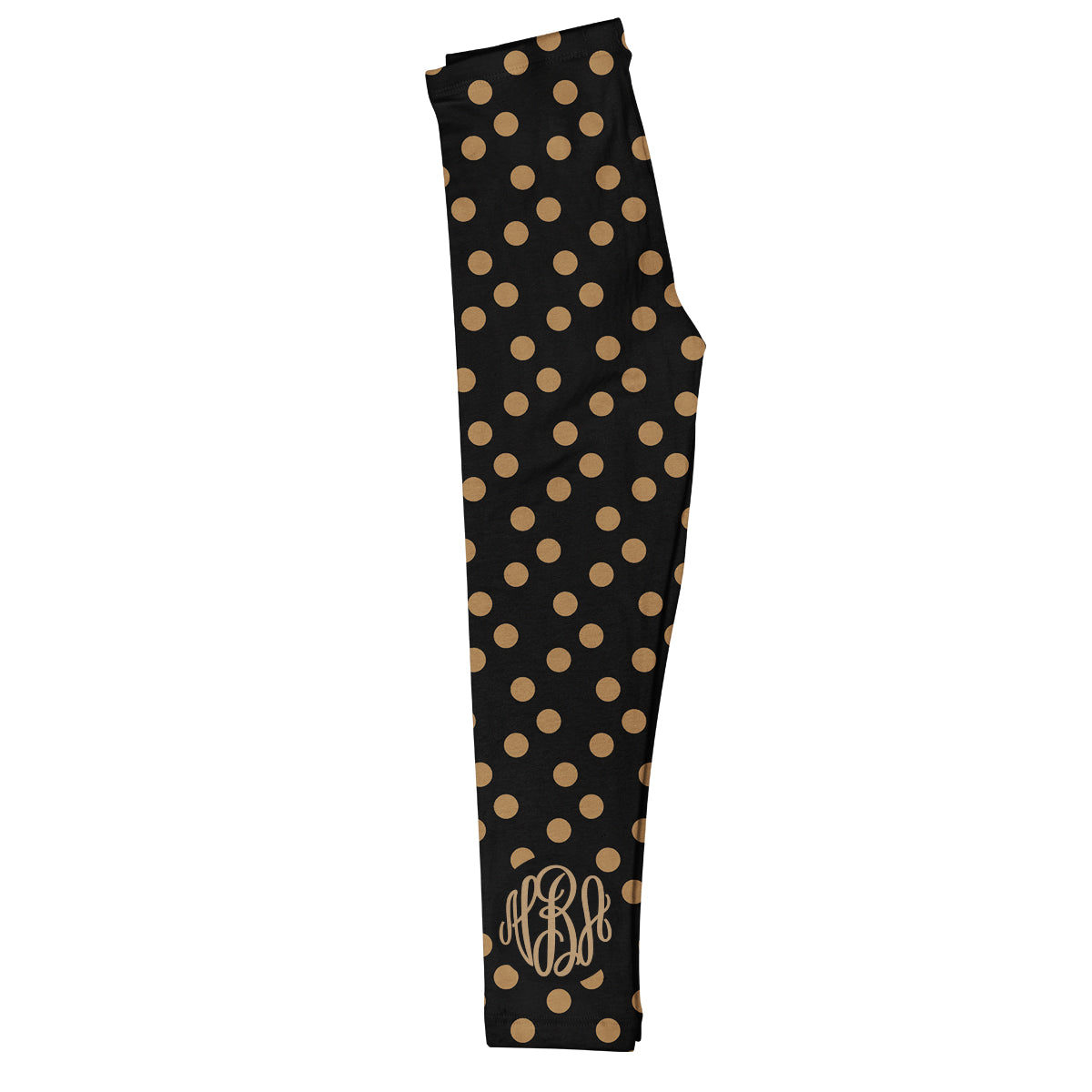 Girls black and yellow polka dots leggings with monogram - Wimziy&Co.
