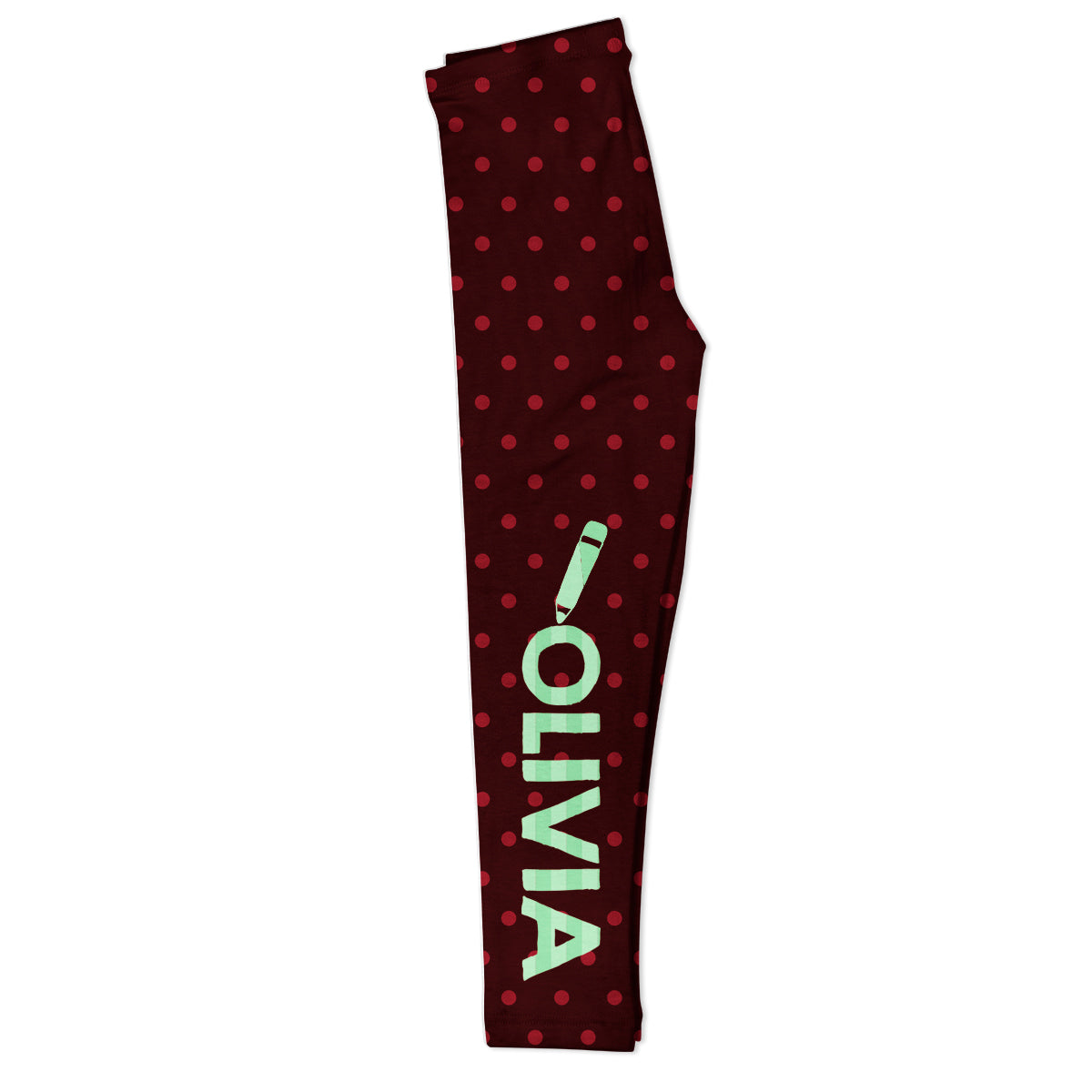 Girls brown and red polka dots leggings with name - Wimziy&Co.