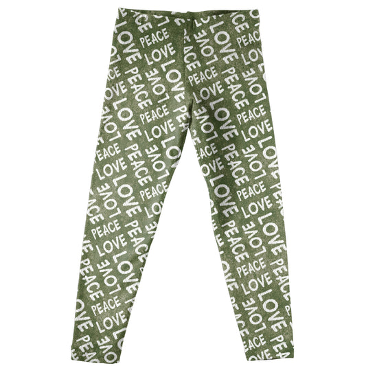 Girls green and white love leggings - Wimziy&Co.