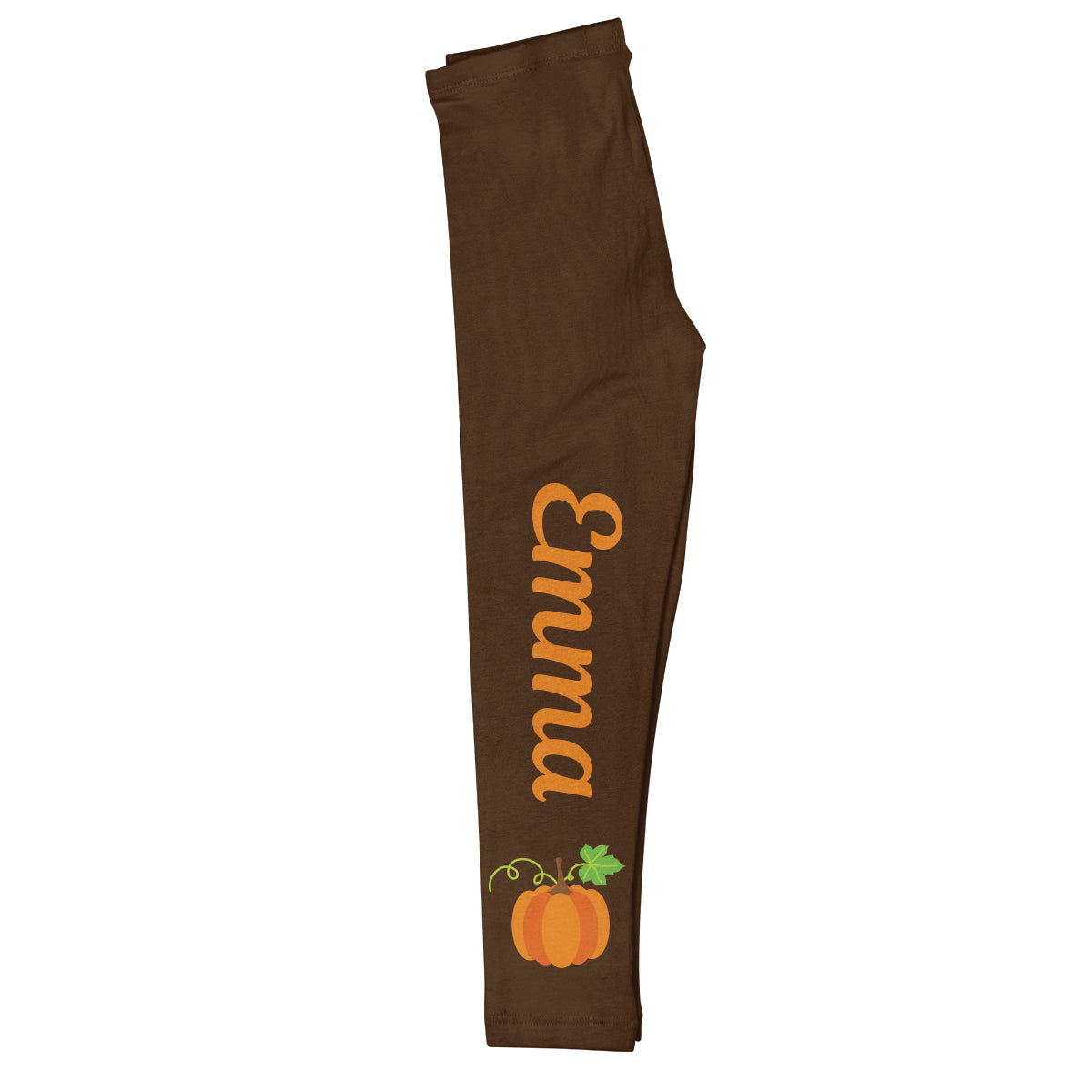 Girls brown pumpkin leggings with name - Wimziy&Co.