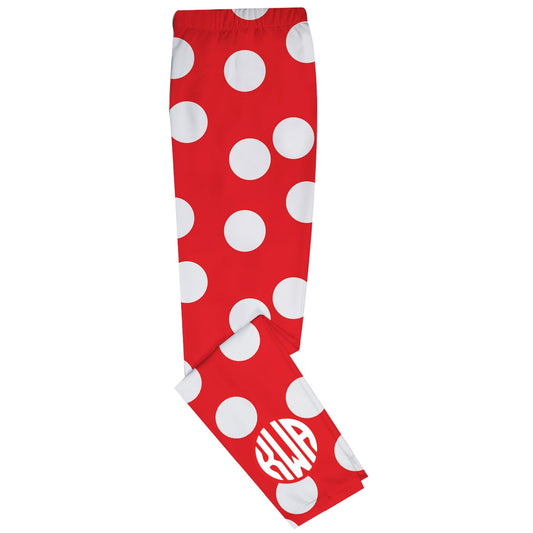 Girls red and white polka dots leggings with monogram - Wimziy&Co.