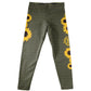 Girls green and yellow sunflowers leggings with monogram - Wimziy&Co.
