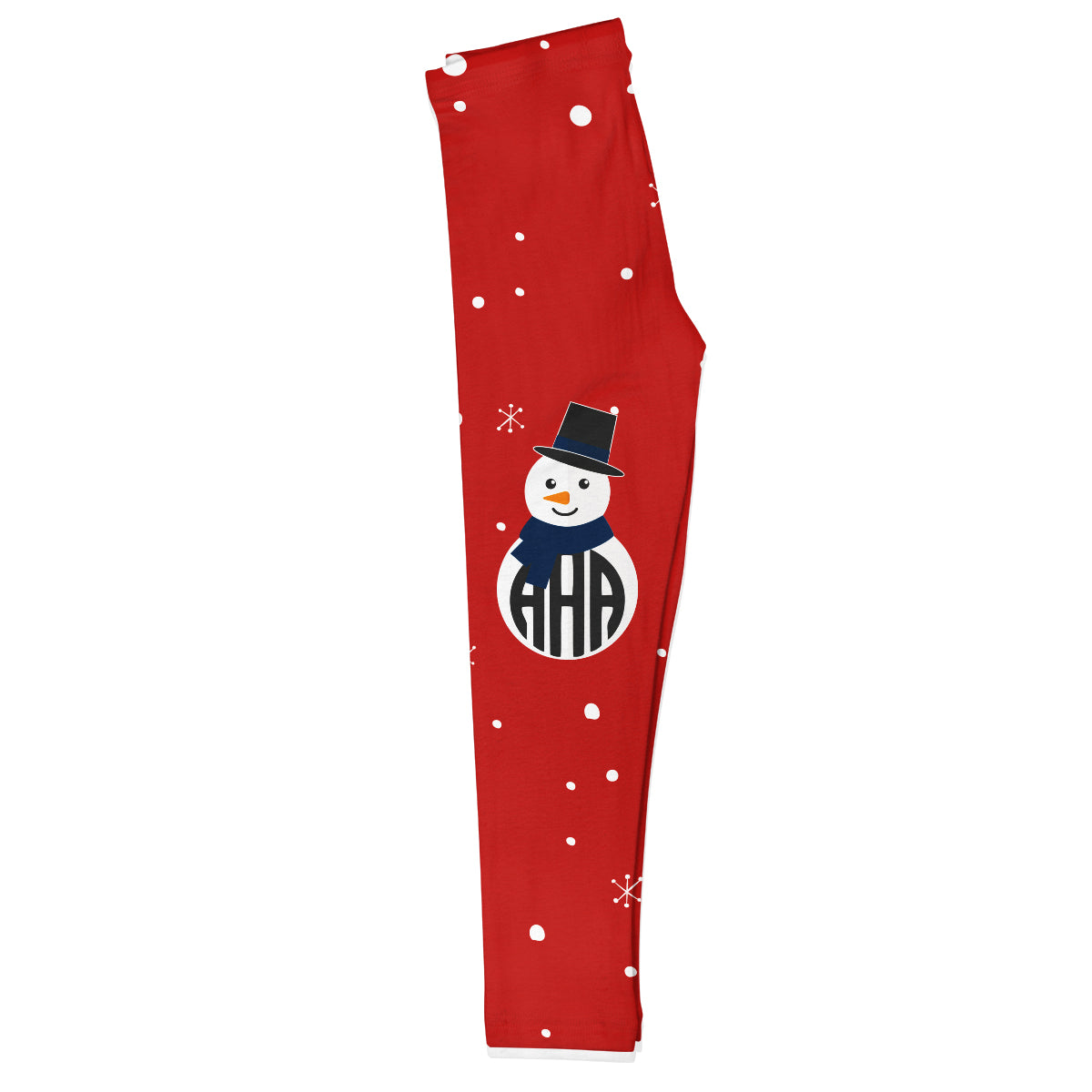Girls red and white snowman leggings with monogram - Wimziy&Co.