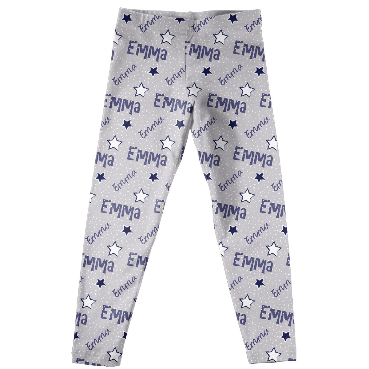 Girls gray and multic stars leggings with name - Wimziy&Co.