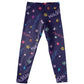 Girls blue and multic stars leggings with name - Wimziy&Co.