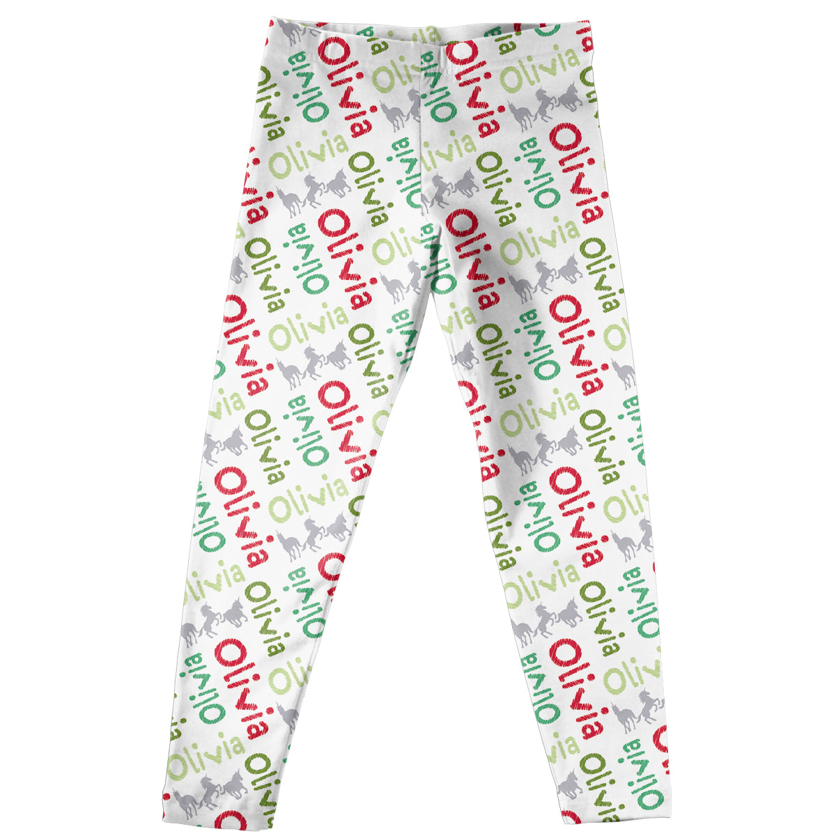 White leggings with all over unicorn and name - Wimziy&Co.